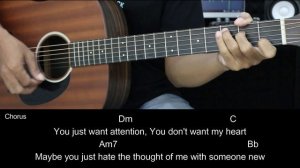 Attention - Charlie Puth | EASY Guitar Tutorial with Chords / Lyrics