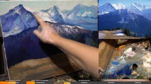 Горный пейзаж маслом. Урок живописи для начинающих.