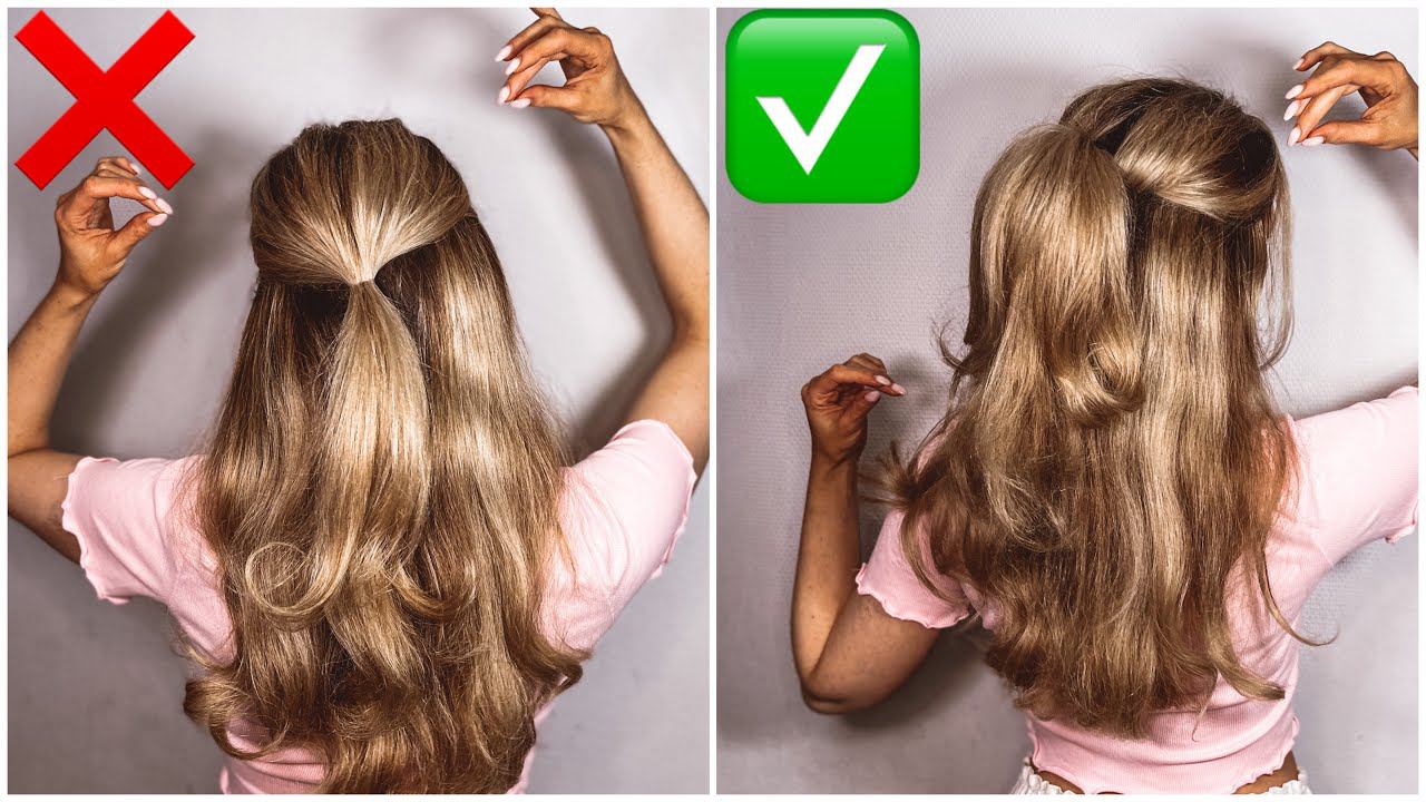 СУПЕР ОБЪЁМНАЯ ПРИЧЕСКА НА РАСПУЩЕННЫЕ ВОЛОСЫ  Super voluminous half up half down hairstyle