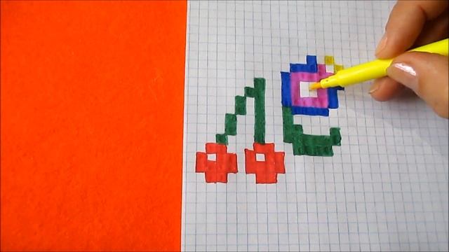 Лето Как нарисовать по клеточкам простую летнюю картинку  в тетради Пиксель Арт