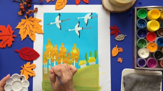 Малюємо осінній пейзаж. Малювання для дітей. смотреть онлайн