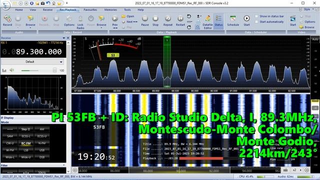 01.07.2023 16:20UTC, [Es], Radio Studio Delta, Италия, 89.3МГц, 2214км