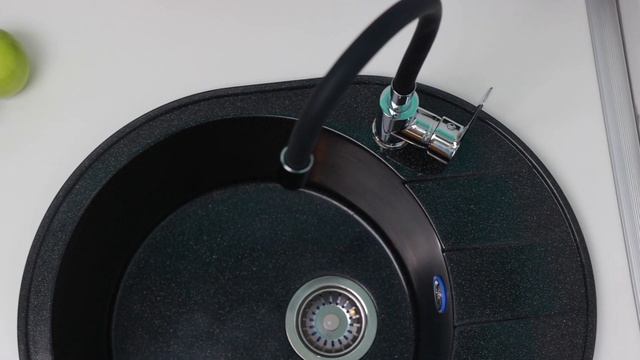 Кухонная мойка из искусственного камня Агна, Alcora, глянцевая, цвет антрацит смотреть онлайн