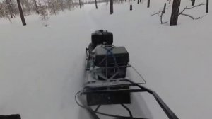 Пухляк 60 см. Тест мотособаки, мотобуксировщика.