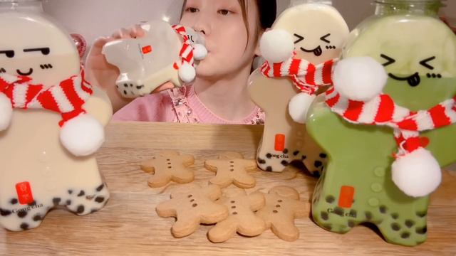 ASMR Gong Cha Tapioca Milk TeaMukbang Eating SoundsEnglish subtitles