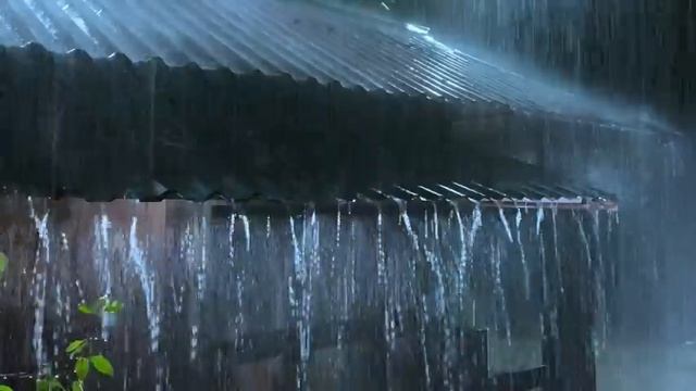 Get Over Insomnia with Heavy Rain & Robust Thunder Sounds Pierces a Tin Roof of Forest Farm at Nigh смотреть онлайн