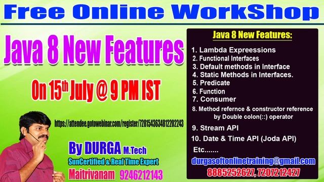 Java 8 New Features FREE Online Workshop in DURGASOFT смотреть онлайн