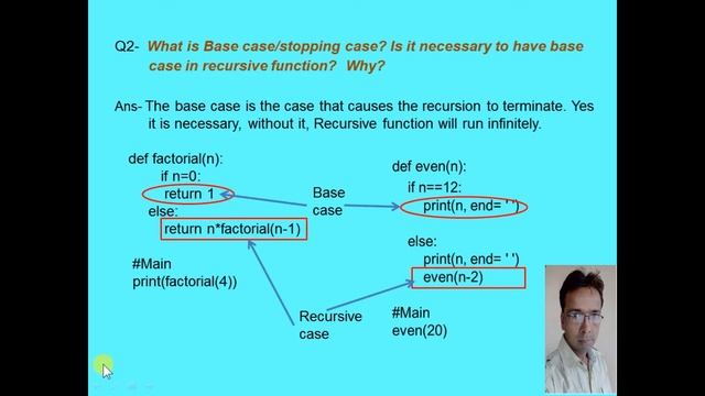 Python-Recursion (Part-5) Outputs of Programs, Base and Recursive case, CBSE- Class-12 Computer Sc.
