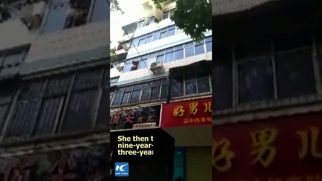 Brave mother saves children by tossing them from 5th floor window