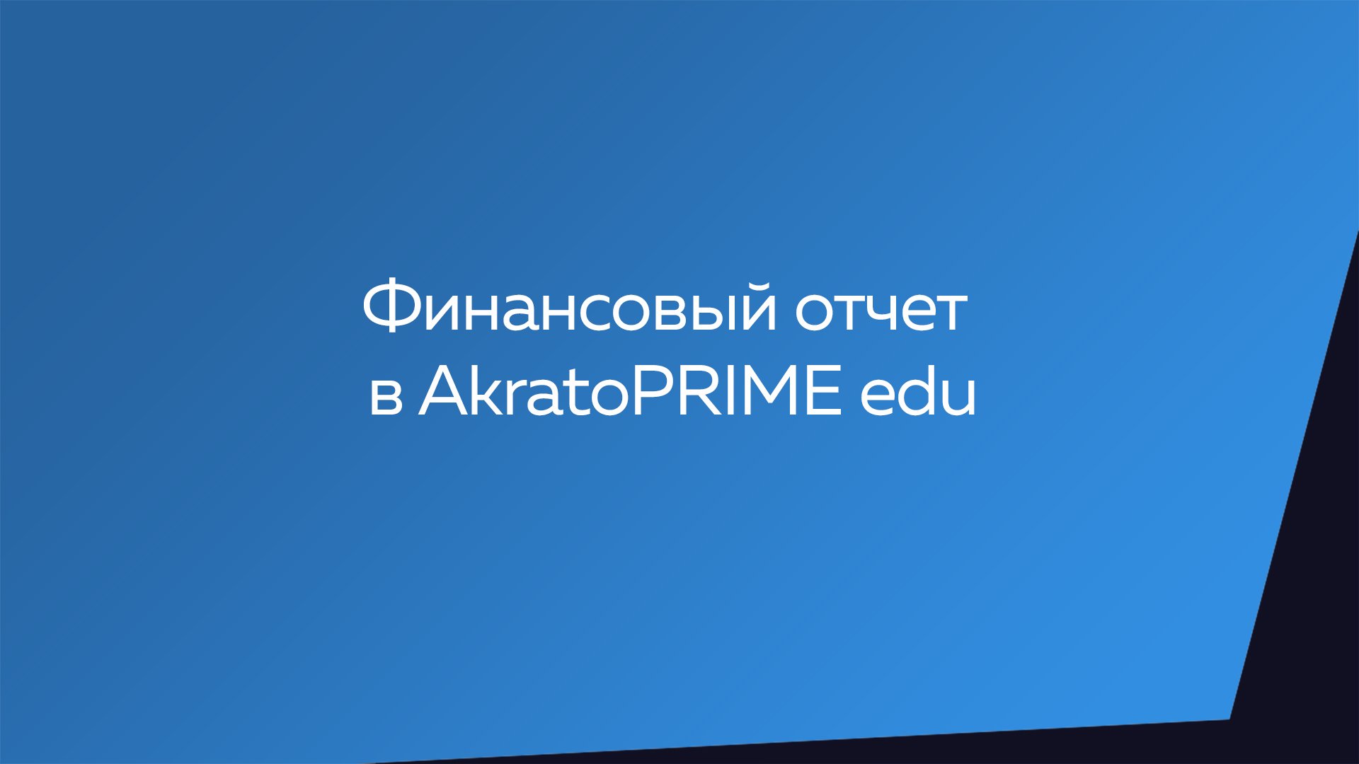 Финансовый отчёт в AkratoPRIME edu
