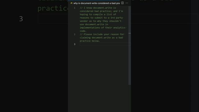 javascript - Why is document.write considered a "bad practice"?