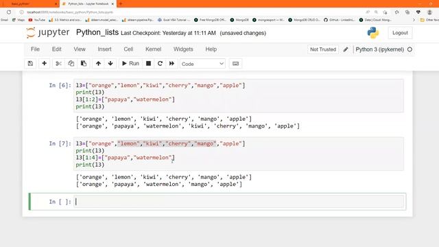 Python basics day9 -(changing list items) смотреть онлайн