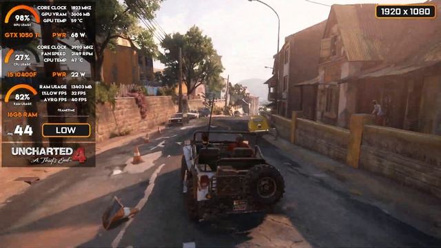 GTX 1050 Ti - Uncharted 4: A Thief's End - 1080p Low Settings Tested
