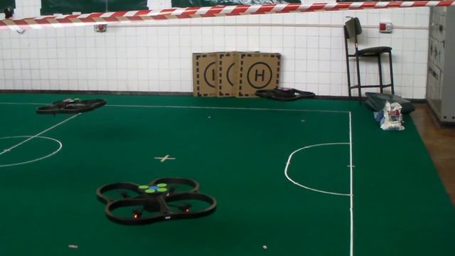 Three AR Drones hover land over IP network смотреть онлайн