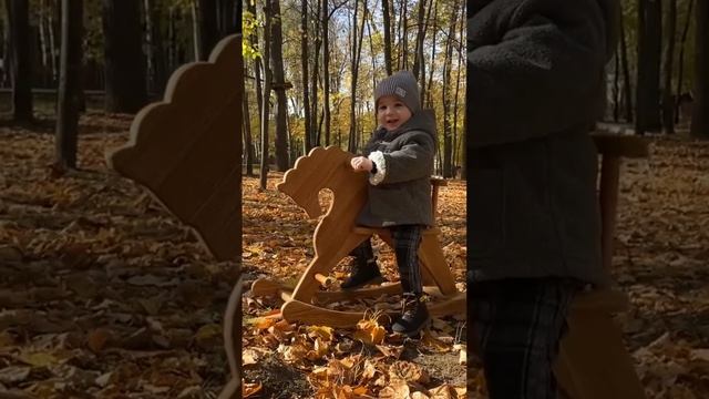 Подарок ребёнку на годик. Деревянная лошадка-качалка из массива дуба