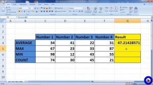 Excel Formula AVERAGE MAX MIN COUNT