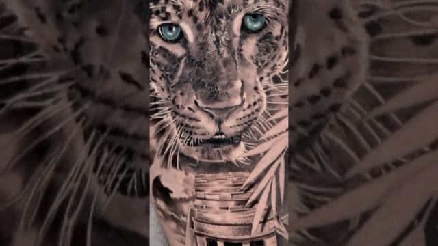 Realistic Blue Eye Jaguar Tattoo #shorts