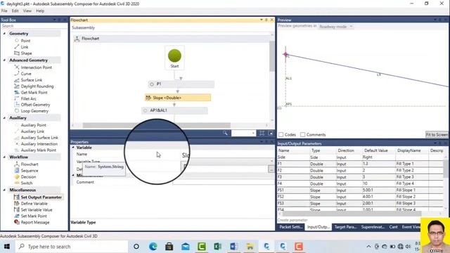 #Lesson186 #LandSurveyor #CiviL3D #SubAssembly Composer | Set outPut Parameter & Set Variable Value
