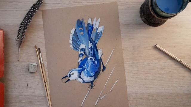 Как рисовать гуашью \сойка\ speedpaint смотреть онлайн
