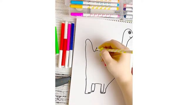 как нарисовать милого динозаврика очень просто рисунок для срисовки смотреть онлайн