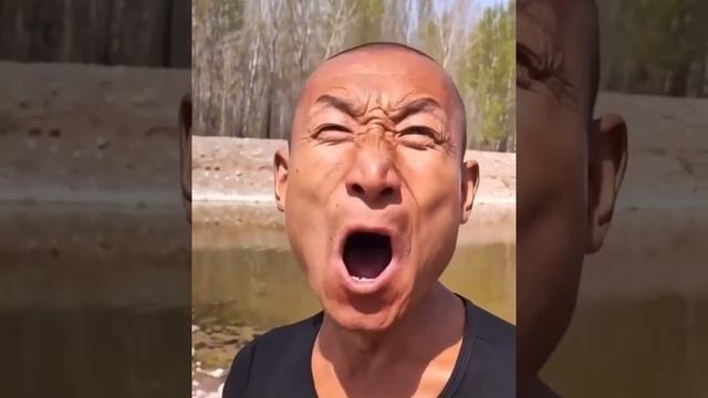 Chinese man screaming and then dancing (high quality)