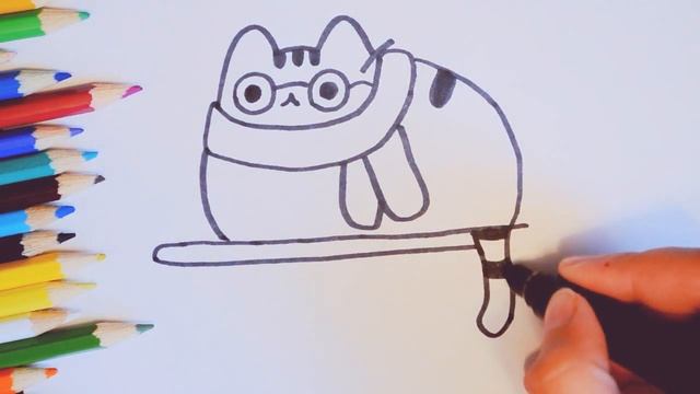 Как нарисовать кота Pusheen Пушина - Гарри Поттер. Рисуем кота Pusheen смотреть онлайн