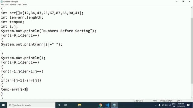 Bubble sort in Java