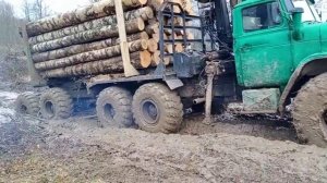 Урал лесовоз привод роспуск грязь бездорожье