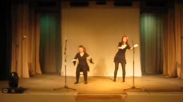 Pantomime .Battle of two musicians