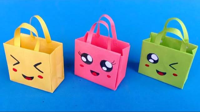 Origami Paper Bag | How To Make Paper Bags With Handles | Origami Gift Bags | School Hacks