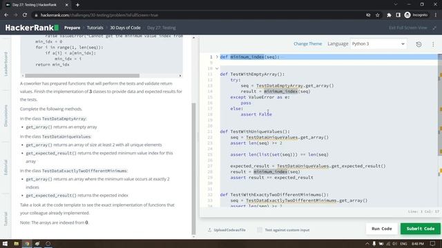 HackerRank 30 Days of Code | Day 27: Testing | Python смотреть онлайн