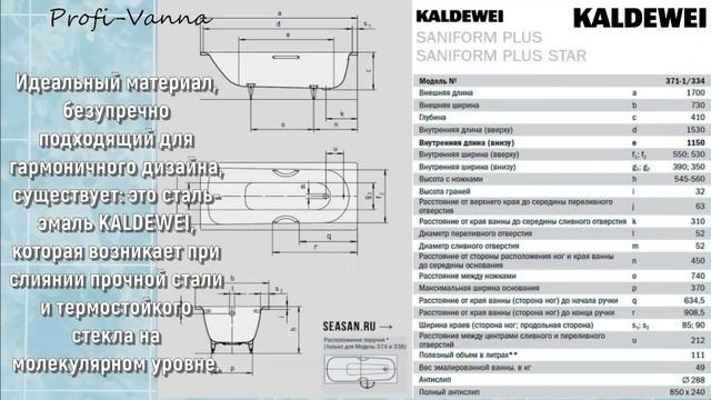 ванна KALDEWEI Saniform Plus Star 170x73 смотреть онлайн