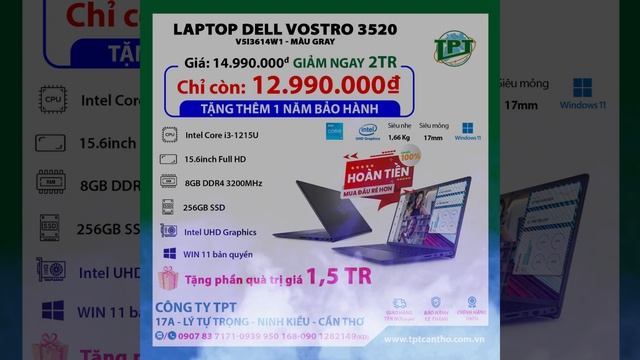 Dell Vostro 3520,mỏng,nhẹ với Core i 3, Ram 8GB, ổ cứng 256GB SSD truy xuất dữ liệu siêu nhanh смотреть онлайн