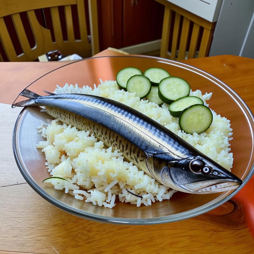 Поедим. Скумбрия и белый рис с овощами.  #влог #мужскаякухня #еда