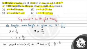 de-Broglie wavelength of electron in second orbit of \( \mathrm{Li}^{2+} \) ion will be equal to...