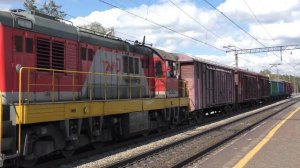 Тепловоз ЧМЭ3-1346 с грузовым поездом