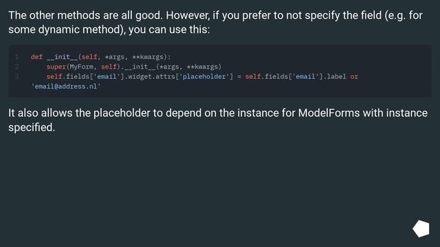 How do I add a placeholder on a CharField in Django?