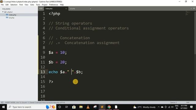 string operators in php | php tutorial for beginners full - 17 | php tutorial | php full course #ph