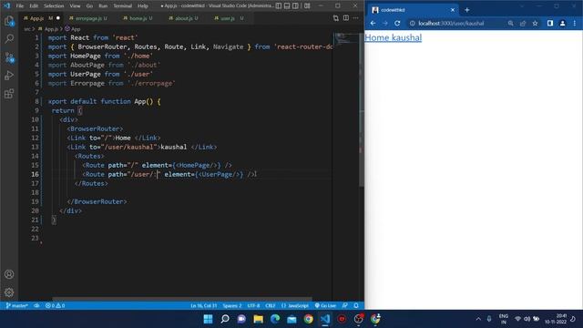 dynamic Routing with params in react js