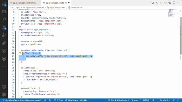 Signals, Effects, Observable and computed properties | untacked method | Angular 16