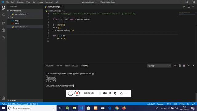 2 Permutations of a given string using Python