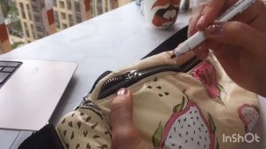 Роспись сумки акриловыми красками  по ткани