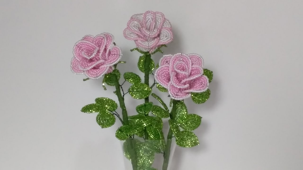 Бисероплетение. Цветы из бисера. Бокаловидные розы из бисера . 2 часть. Мастер класс. Пошаговый МК. смотреть онлайн