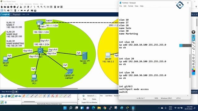 How to Configure OSPF for VLAN Route   | CISCO Packet Tracer | Video # 38