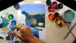 Как нарисовать летний пейзаж гуашью /how to paint a landscape easy