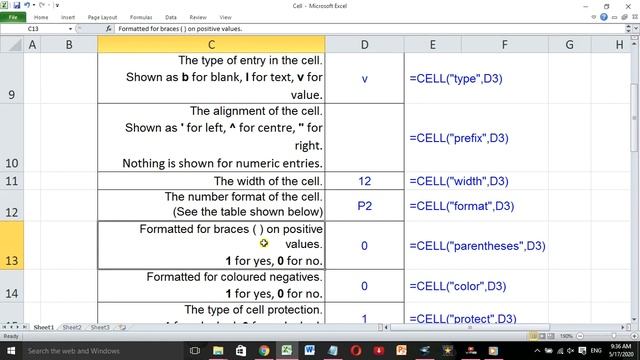 Cell Formula | Cell Function | How to use Cell Function | Excel Tips | Excel Formulas