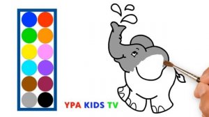 Раскраска для детей СЛОНИК. Мультик - Раскраска. Учим цвета