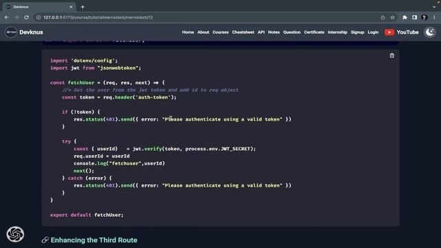 Creating a middleware to decode user from a JWT | Mern Stack Tutorial in Hindi 2023 #12