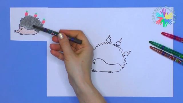 Рисуем ежика с яблоками. смотреть онлайн