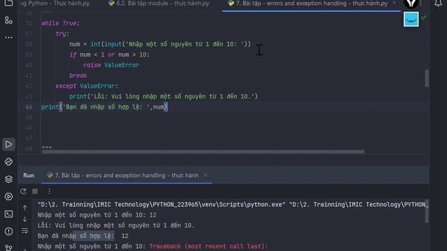 PYTHON CƠ BẢN | SỬA BÀI TẬP | XỬ LÝ LỖI VÀ NGOẠI LỆ TRONG PYTHON (errors and exception handling)